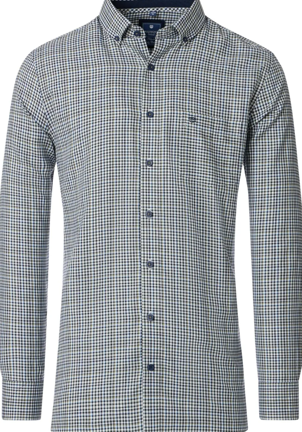 Redmond comfort fit overhemd, Oxford, blauw, wit en beige geruit