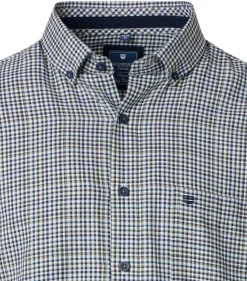 Redmond comfort fit overhemd, Oxford, blauw, wit en beige geruit