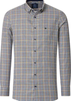 Redmond comfort fit overhemd, Oxford, blauw, wit en geel geruit