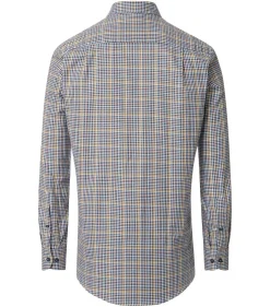 Redmond comfort fit overhemd, Oxford, blauw, wit en geel geruit