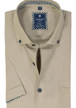 Redmond comfort fit overhemd, korte mouw, Oxford, beige