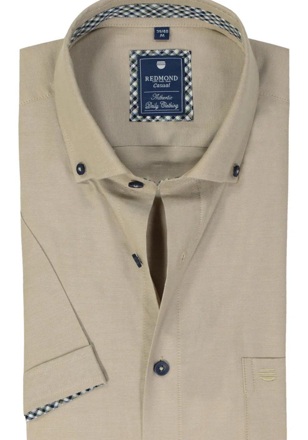 Redmond comfort fit overhemd, korte mouw, Oxford, beige