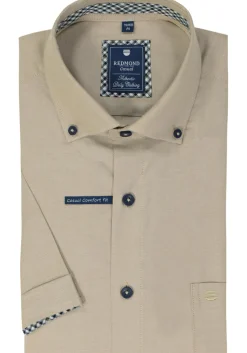 Redmond comfort fit overhemd, korte mouw, Oxford, beige
