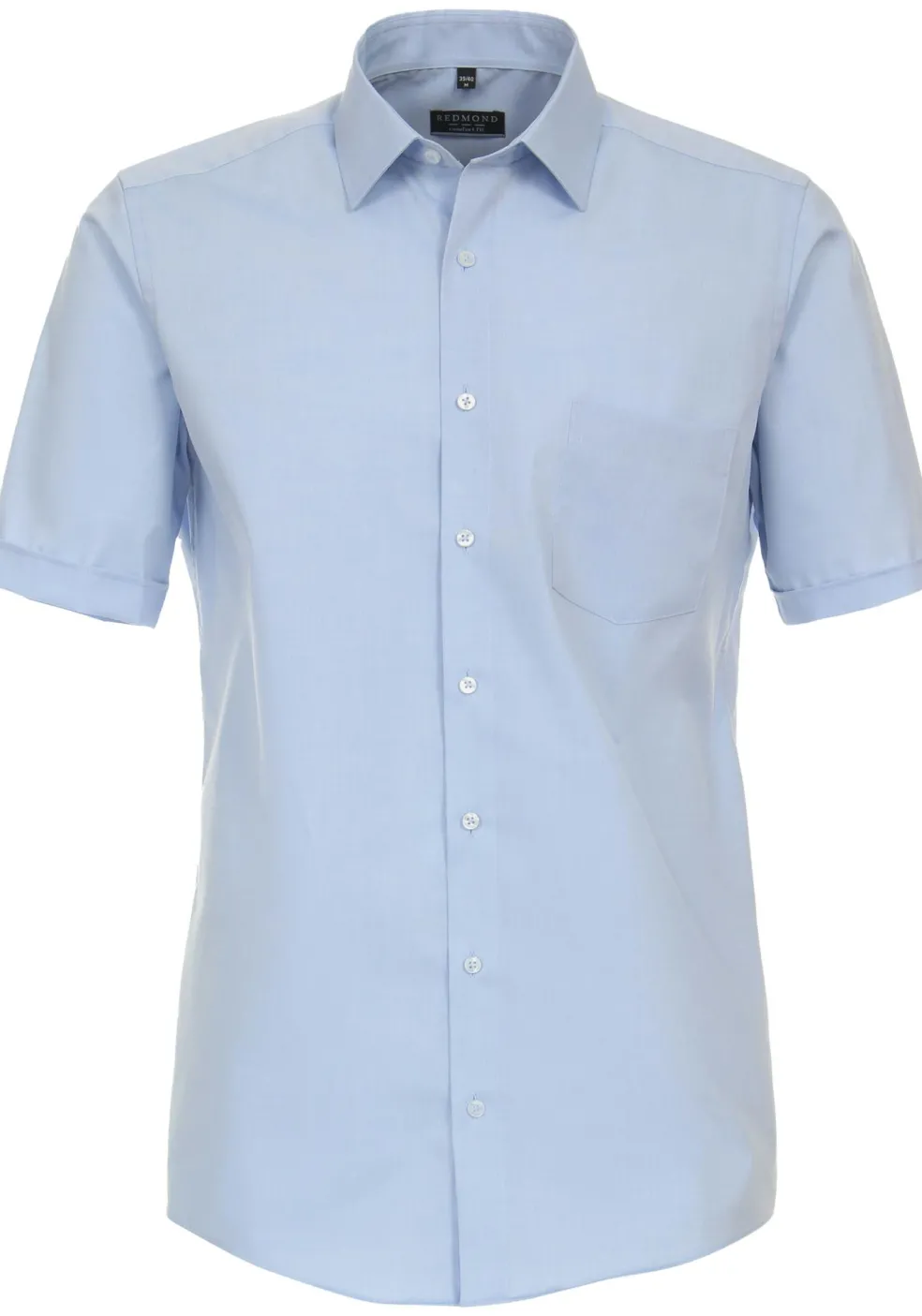 Redmond comfort fit overhemd, korte mouw, popeline, blauw