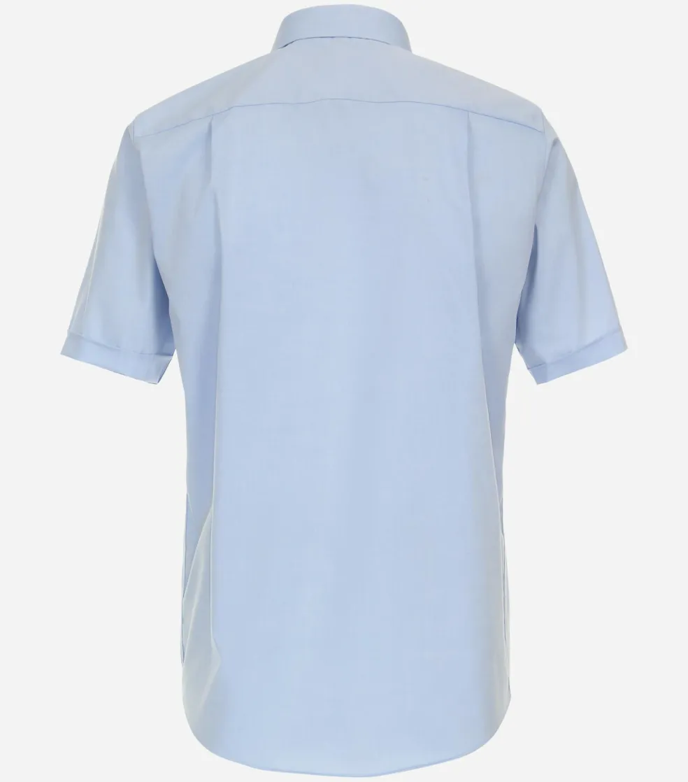 Redmond comfort fit overhemd, korte mouw, popeline, blauw