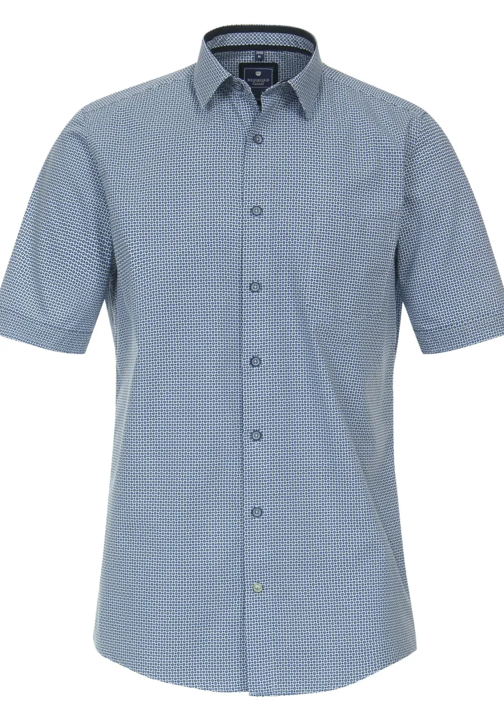 Redmond comfort fit overhemd, korte mouw, popeline, blauw dessin