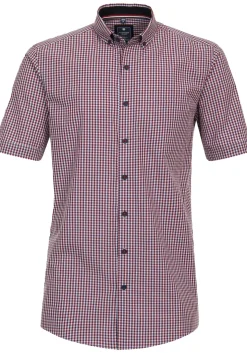 Redmond comfort fit overhemd, korte mouw, popeline, blauw geruit