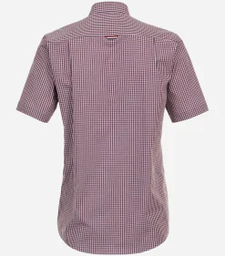 Redmond comfort fit overhemd, korte mouw, popeline, blauw geruit