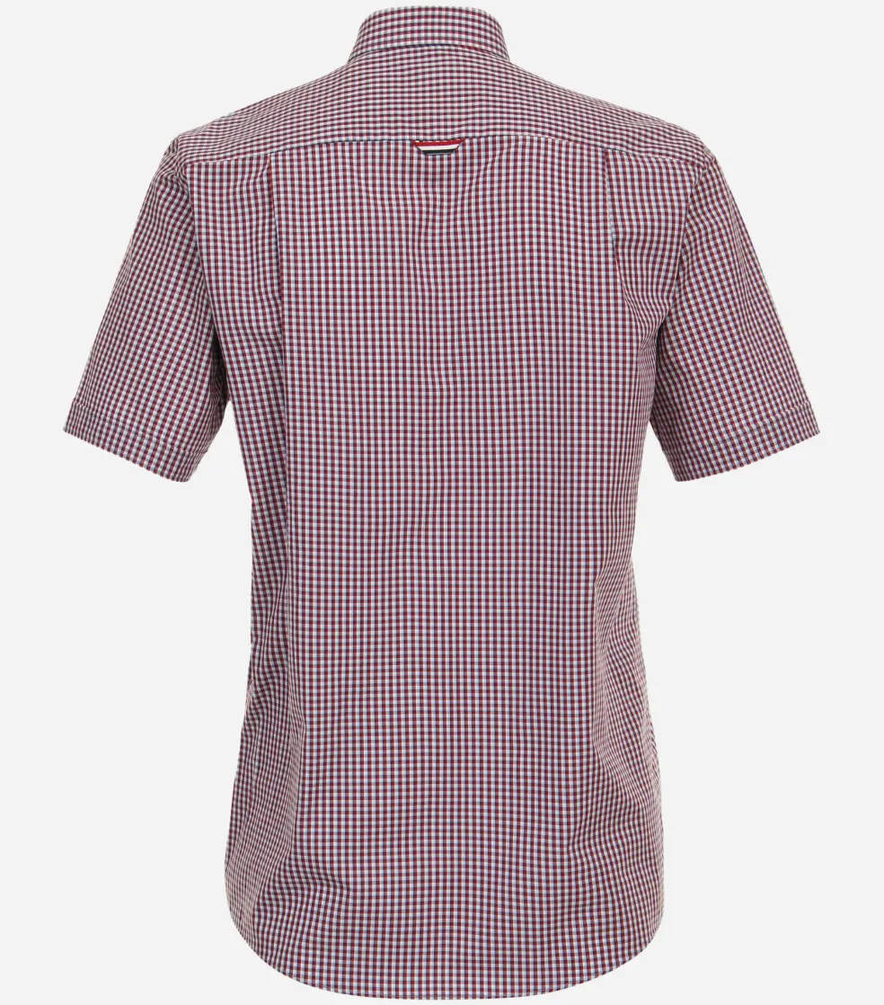 Redmond comfort fit overhemd, korte mouw, popeline, blauw geruit