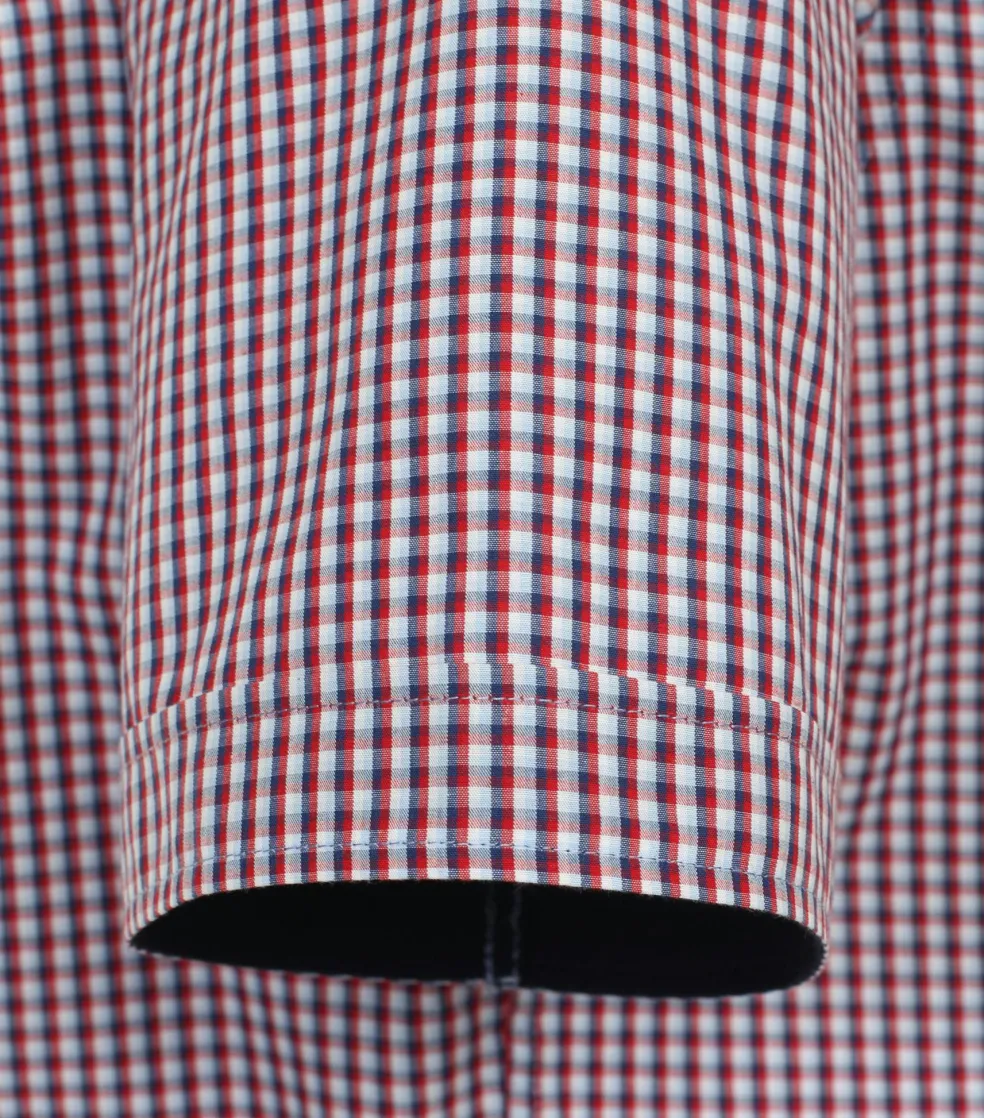 Redmond comfort fit overhemd, korte mouw, popeline, blauw geruit