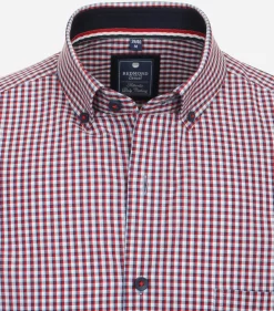 Redmond comfort fit overhemd, korte mouw, popeline, blauw geruit