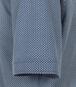 Redmond comfort fit overhemd, korte mouw, popeline, blauw met wit dessin