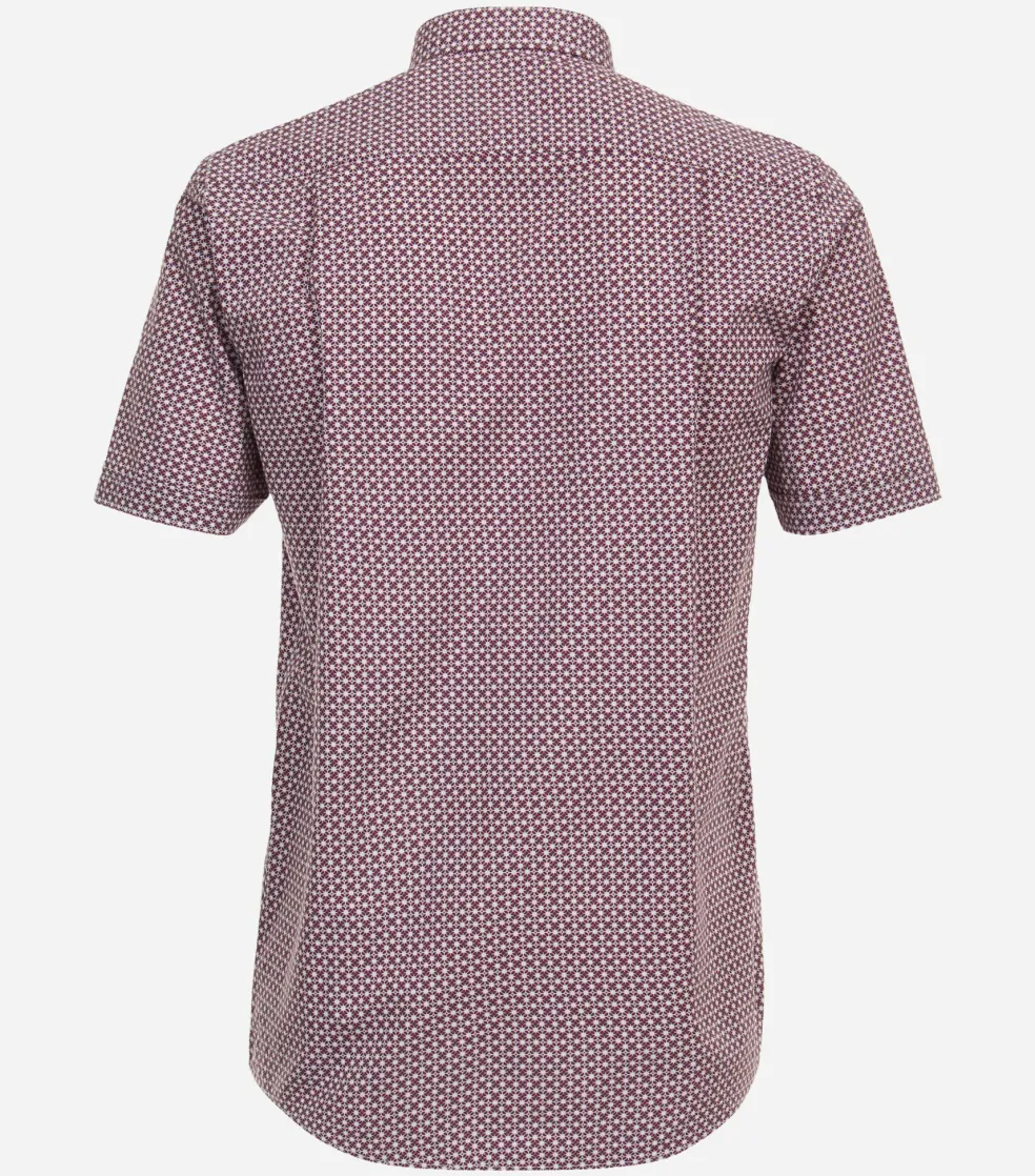 Redmond comfort fit overhemd, korte mouw, popeline, rood dessin