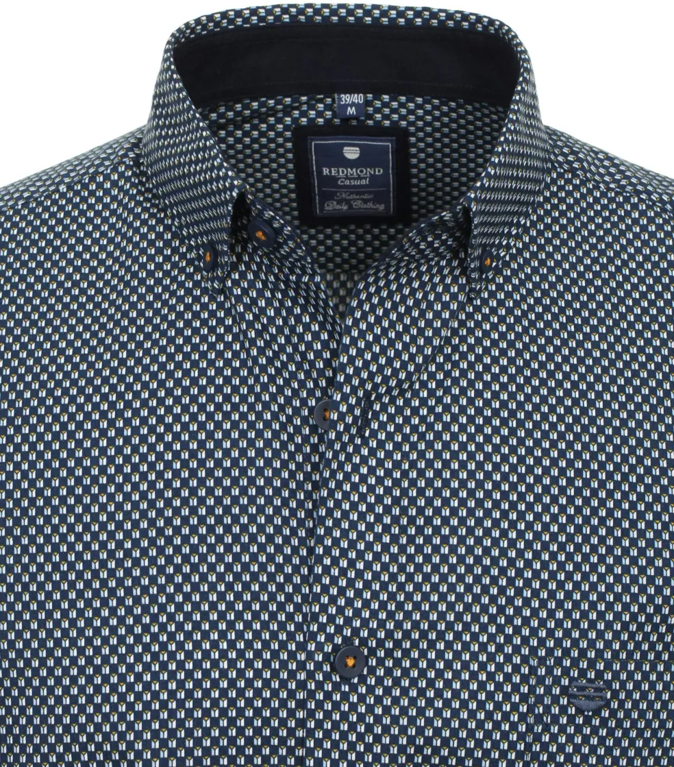 Redmond comfort fit overhemd, popeline, blauw dessin