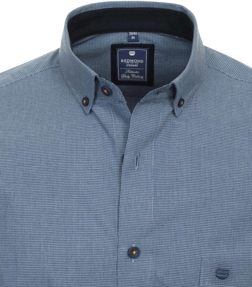 Redmond comfort fit overhemd, popeline, blauw geruit