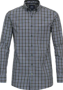 Redmond comfort fit overhemd, popeline, groen geruit