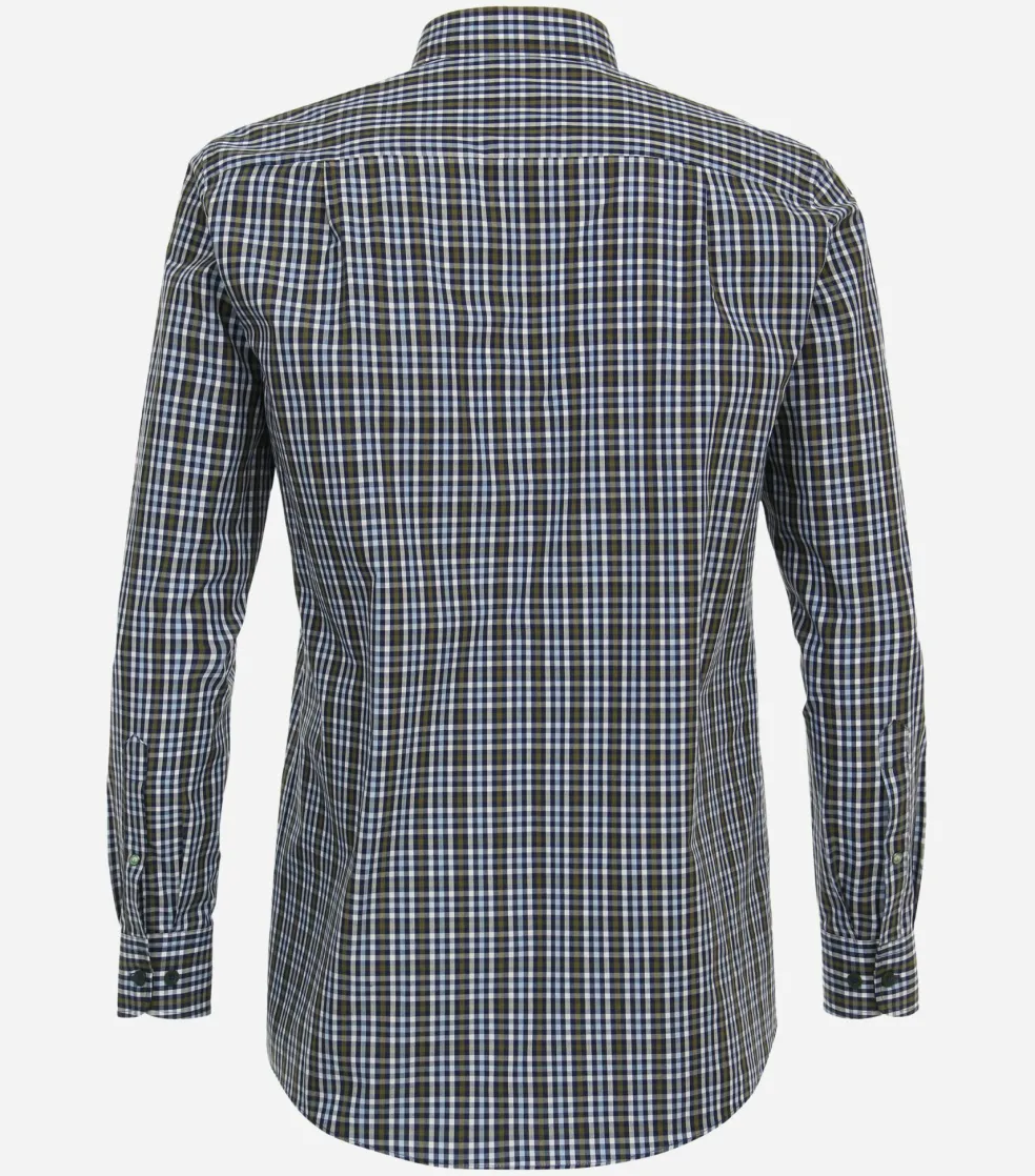 Redmond comfort fit overhemd, popeline, groen geruit