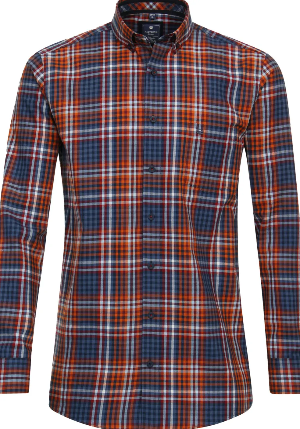 Redmond comfort fit overhemd, twill, rood geruit