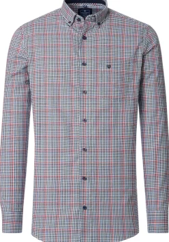 Redmond comfort fit overhemd, Oxford, blauw, wit en rood geruit