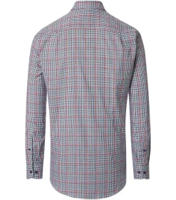 Redmond comfort fit overhemd, Oxford, blauw, wit en rood geruit