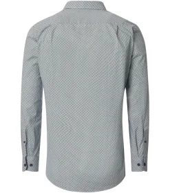 Redmond comfort fit overhemd, popeline, blauw met wit en beige dessin