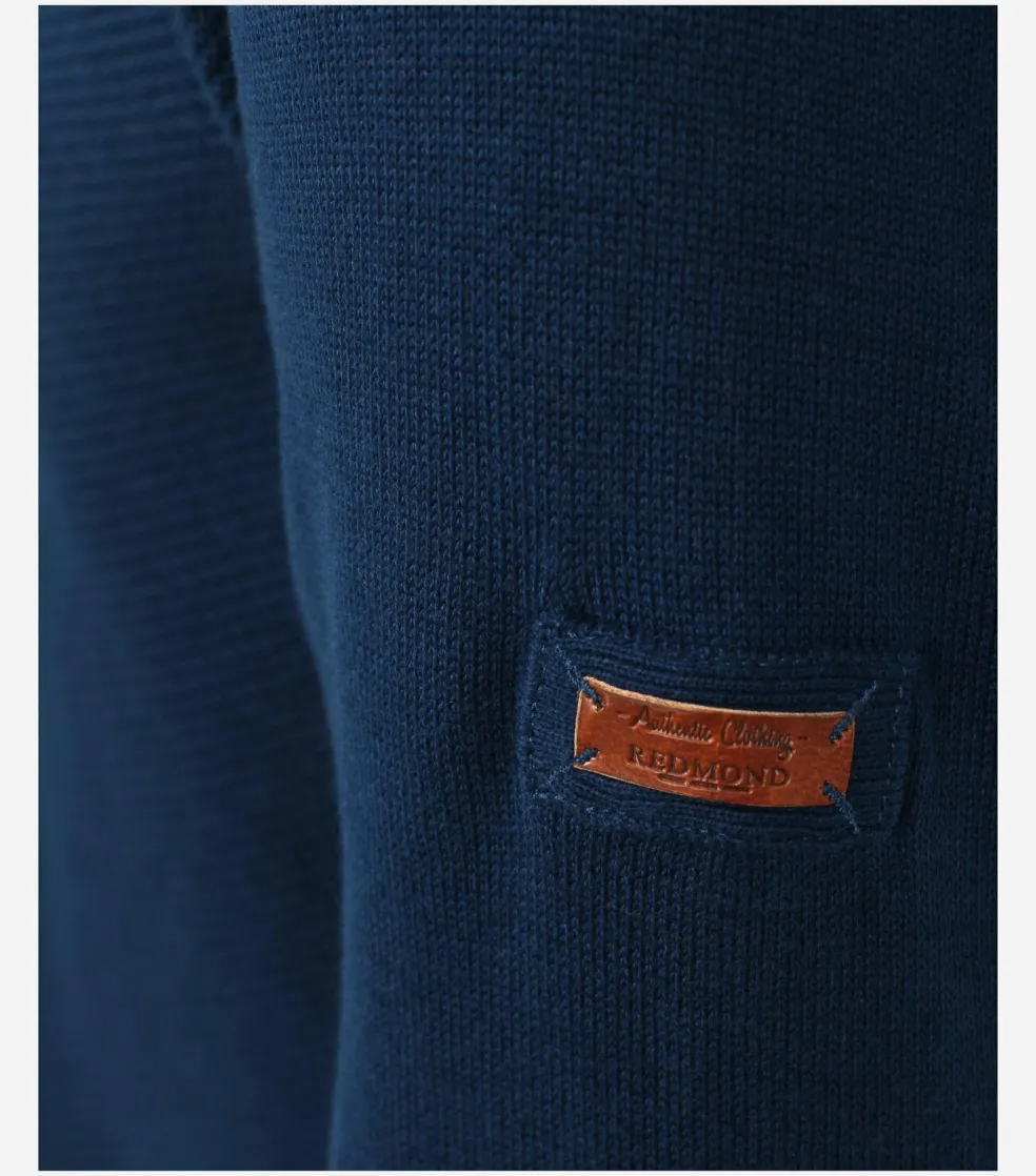 Redmond heren schipperstrui katoen, opstaande kraag, blauw (middeldik)