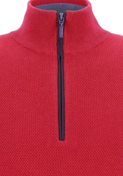 Redmond heren schipperstrui katoen, met rits, rood