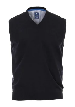 Redmond heren spencer katoen, V-hals, marine blauw
