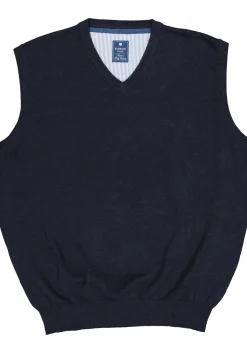 Redmond heren spencer katoen, V-hals, marine blauw