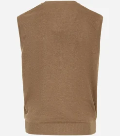 Redmond heren spencer katoen, V-hals, camel (middeldik)