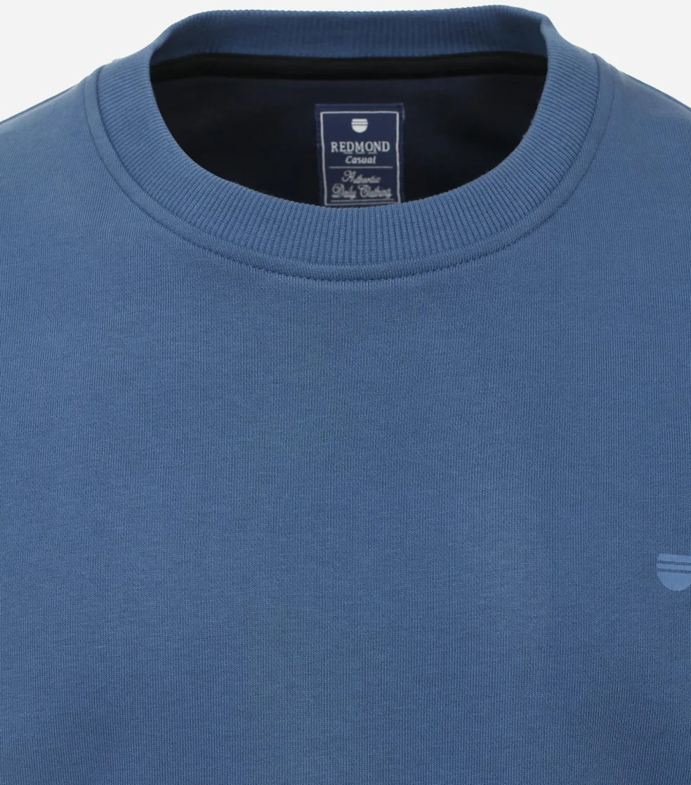 Redmond heren sweatshirt sweatstof, O-hals, blauw (middeldik)
