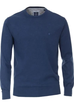 Redmond heren trui katoen, O-hals, blauw