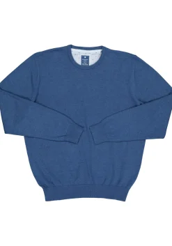 Redmond heren trui katoen, O-hals, blauw