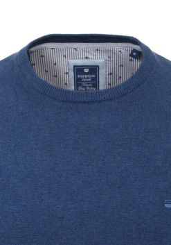 Redmond heren trui katoen, O-hals, blauw