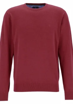 Redmond heren trui katoen, O-hals, bordeaux rood