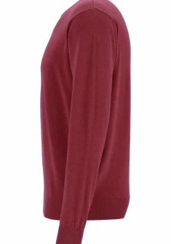 Redmond heren trui katoen, O-hals, bordeaux rood