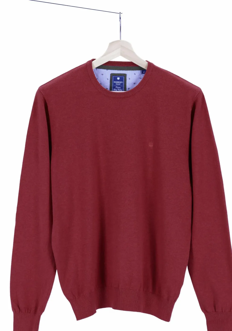 Redmond heren trui katoen, O-hals, bordeaux rood