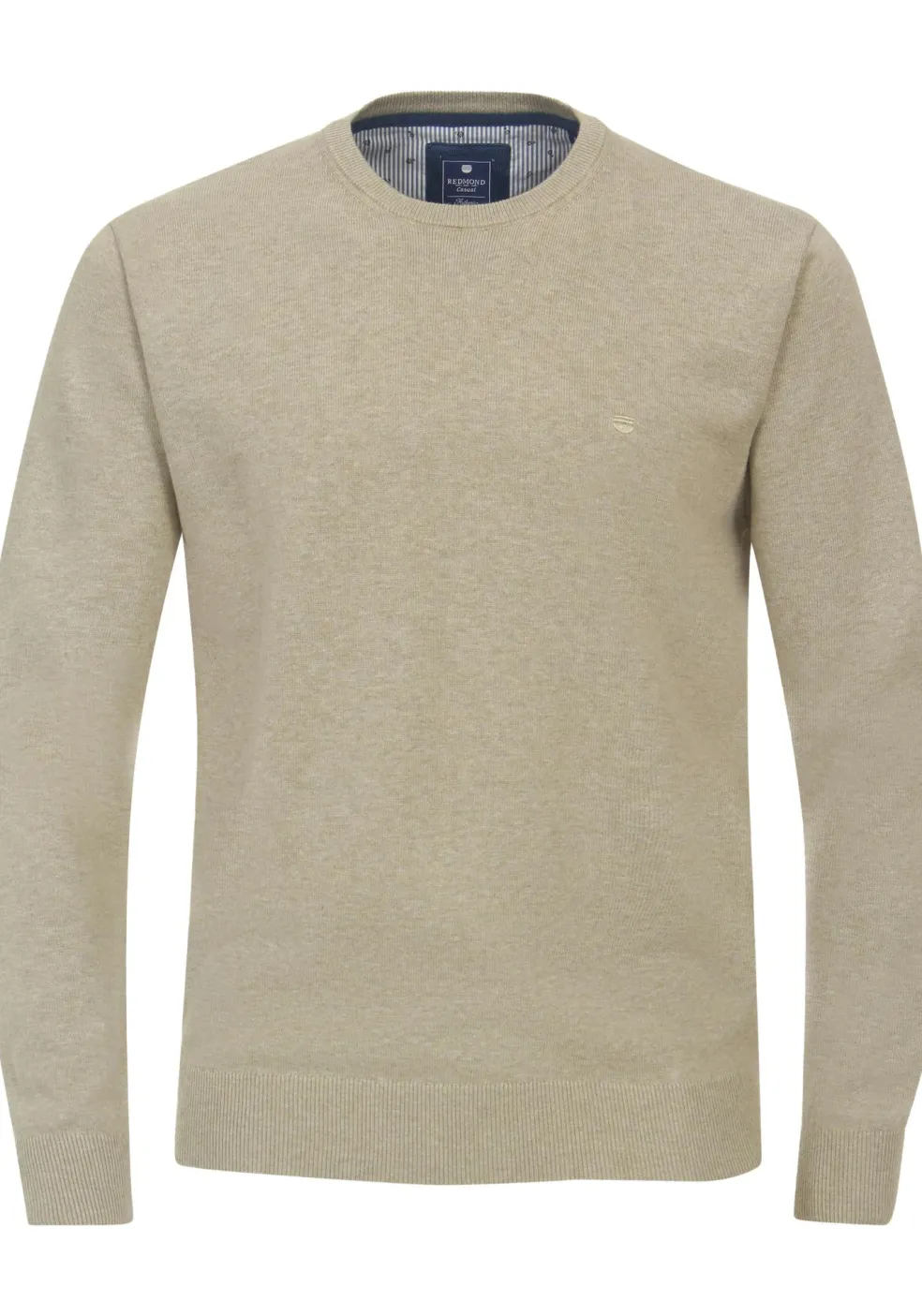 Redmond heren trui katoen, O-hals, beige (middeldik)