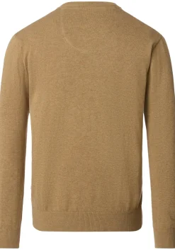 Redmond heren trui katoen, V-hals, beige (middeldik)