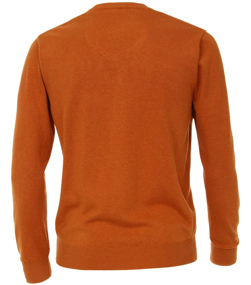 Redmond heren trui katoen, V-hals, oranje (middeldik)