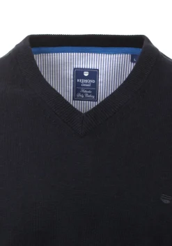 Redmond heren trui katoen, V-hals, marine blauw
