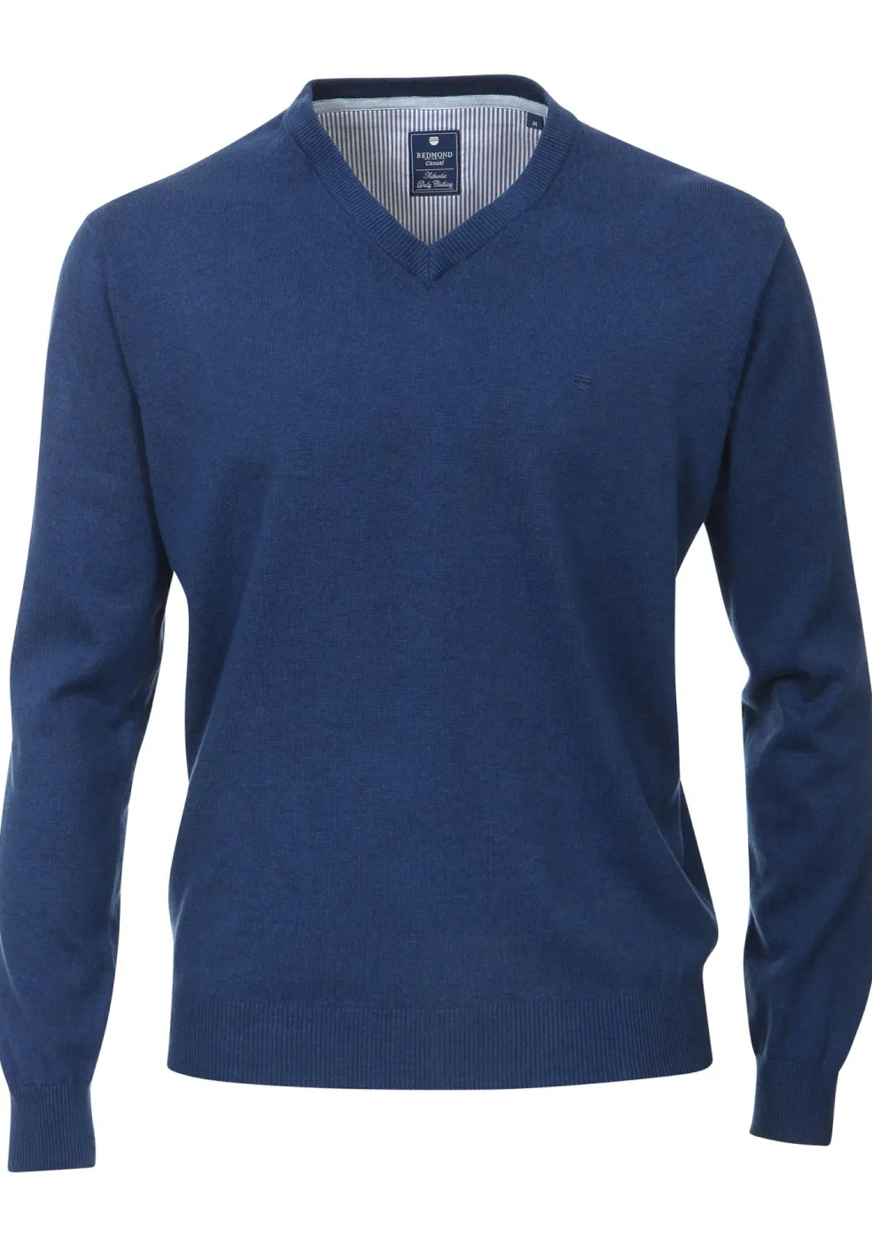 Redmond heren trui katoen, V-hals, jeans-blauw
