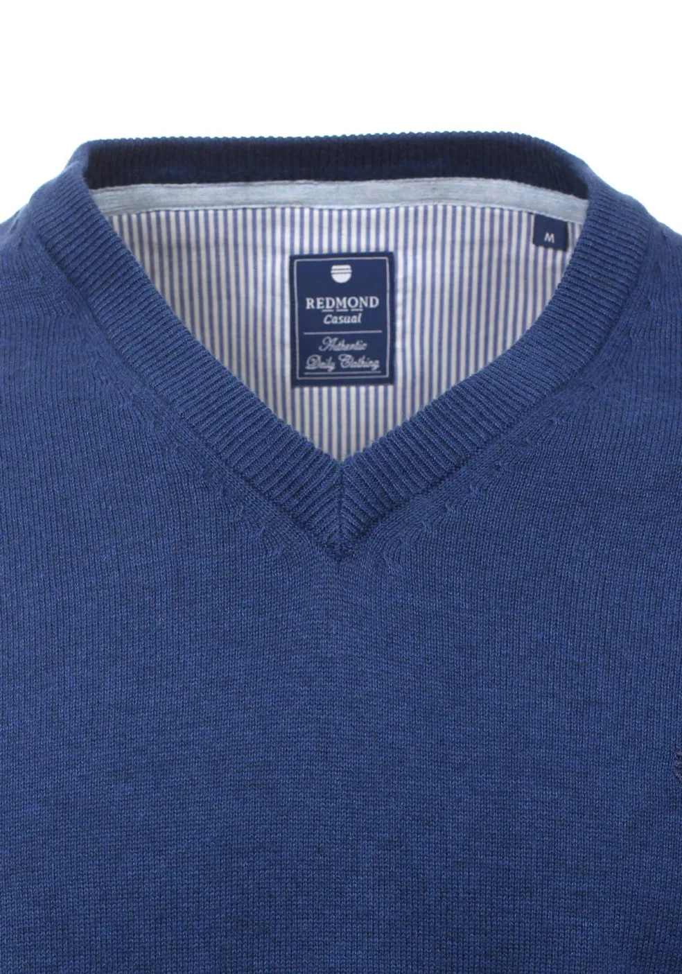 Redmond heren trui katoen, V-hals, jeans-blauw