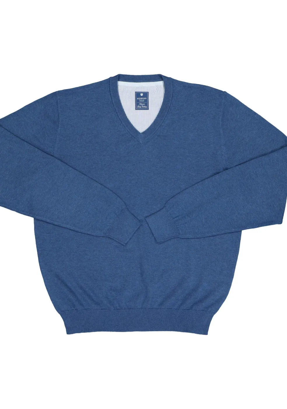 Redmond heren trui katoen, V-hals, jeans-blauw