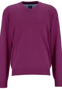 Redmond heren trui katoen, V-hals, magenta, donker paars-roze