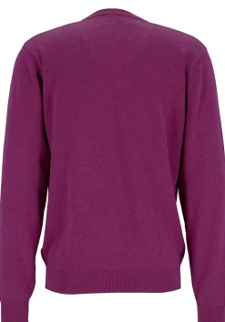 Redmond heren trui katoen, V-hals, magenta, donker paars-roze