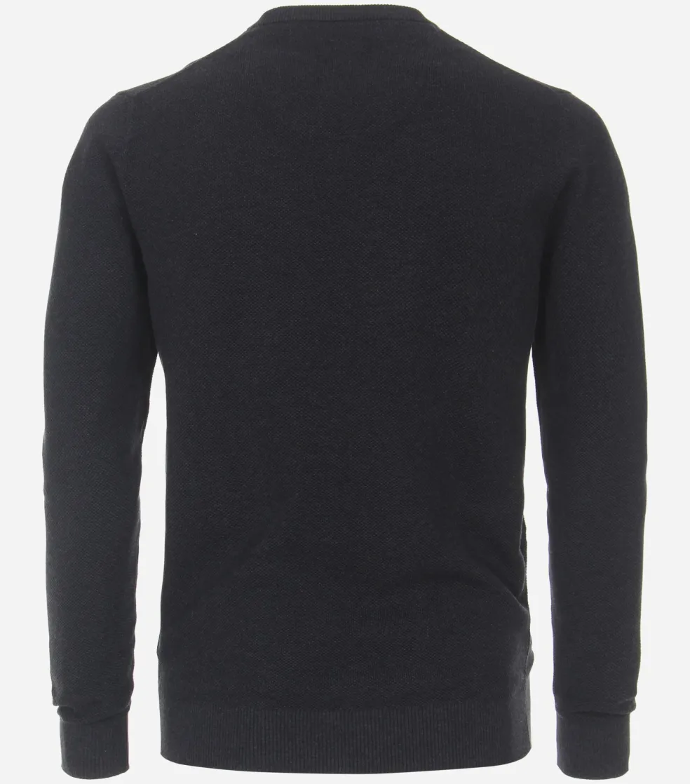 Redmond heren trui katoen, V-hals, blauw (middeldik)