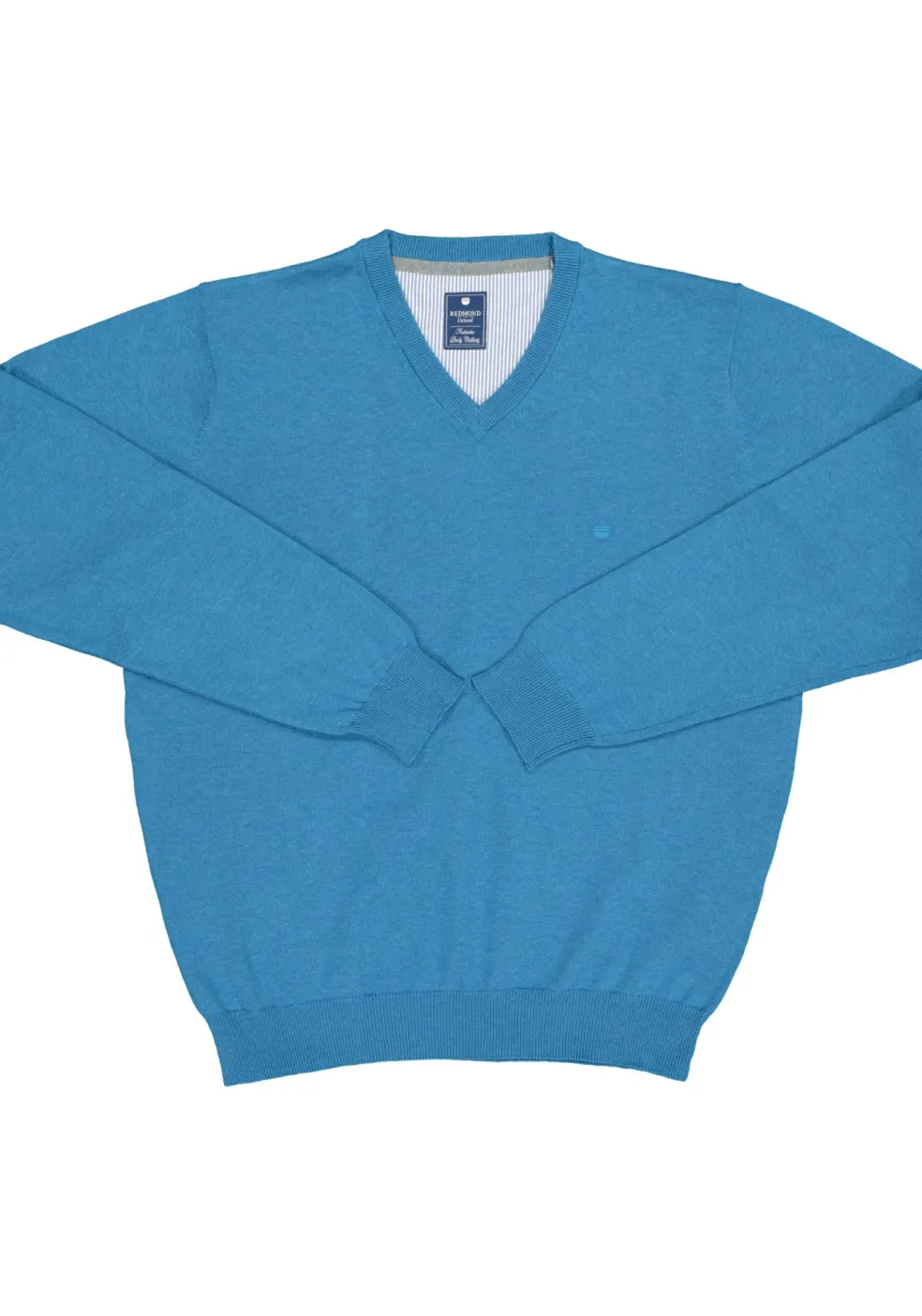 Redmond heren trui katoen, V-hals, zwembad blauw
