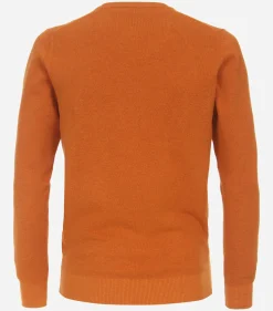 Redmond heren trui katoen, V-hals, oranje (middeldik)