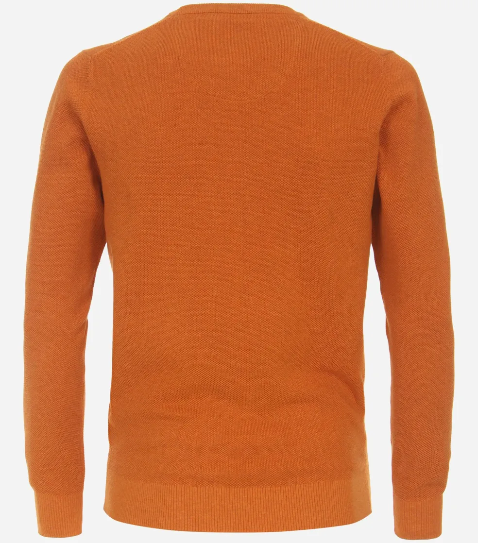 Redmond heren trui katoen, V-hals, oranje (middeldik)